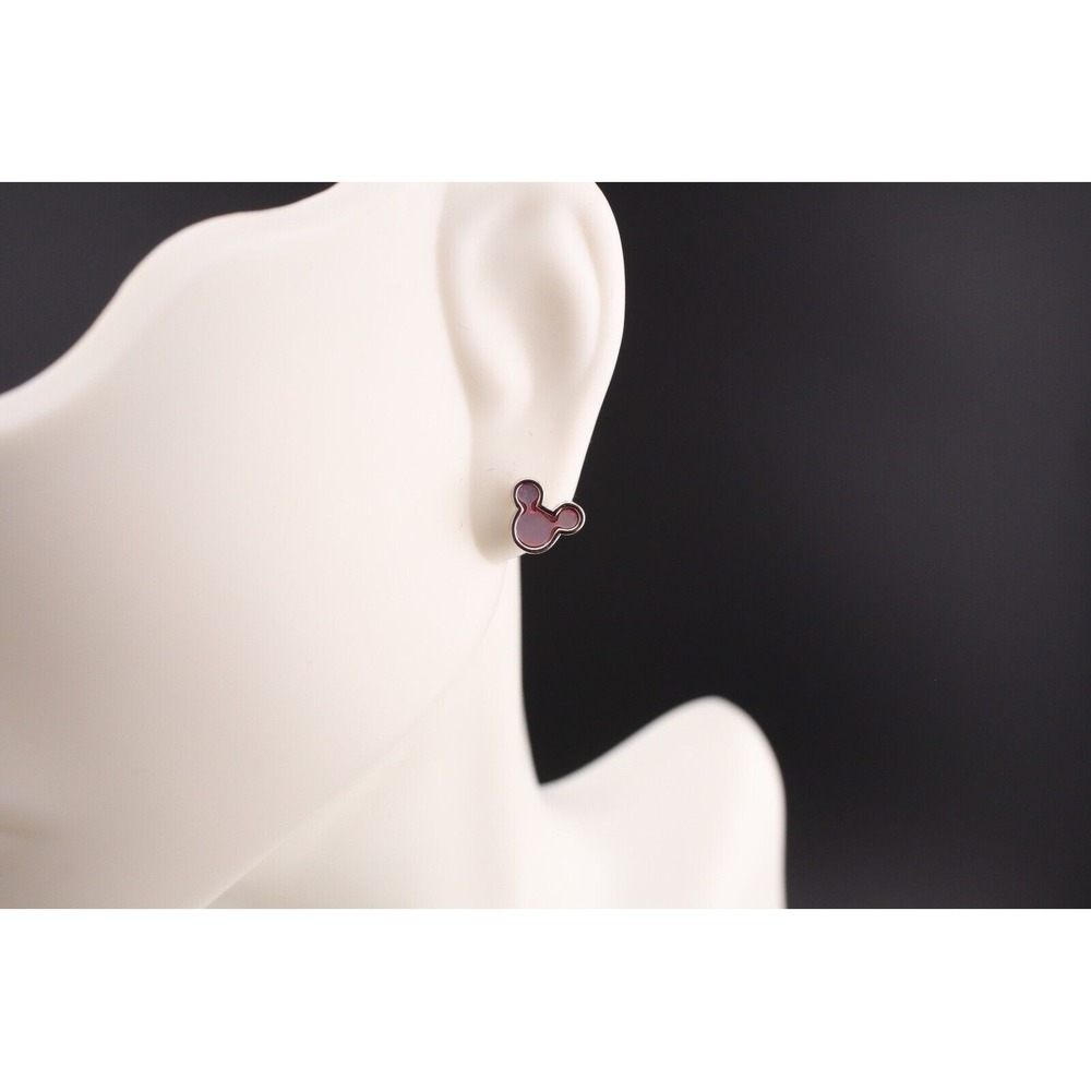 Women's Mickey Mouse Mini Stud Light Red‎ Earrings Sterling Silver Push Back ***